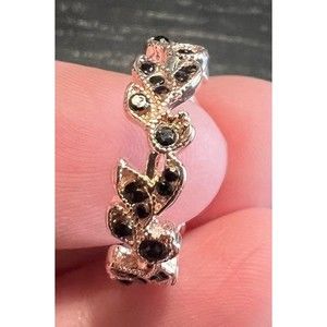Dainty, filigree black zircon size 7 ring